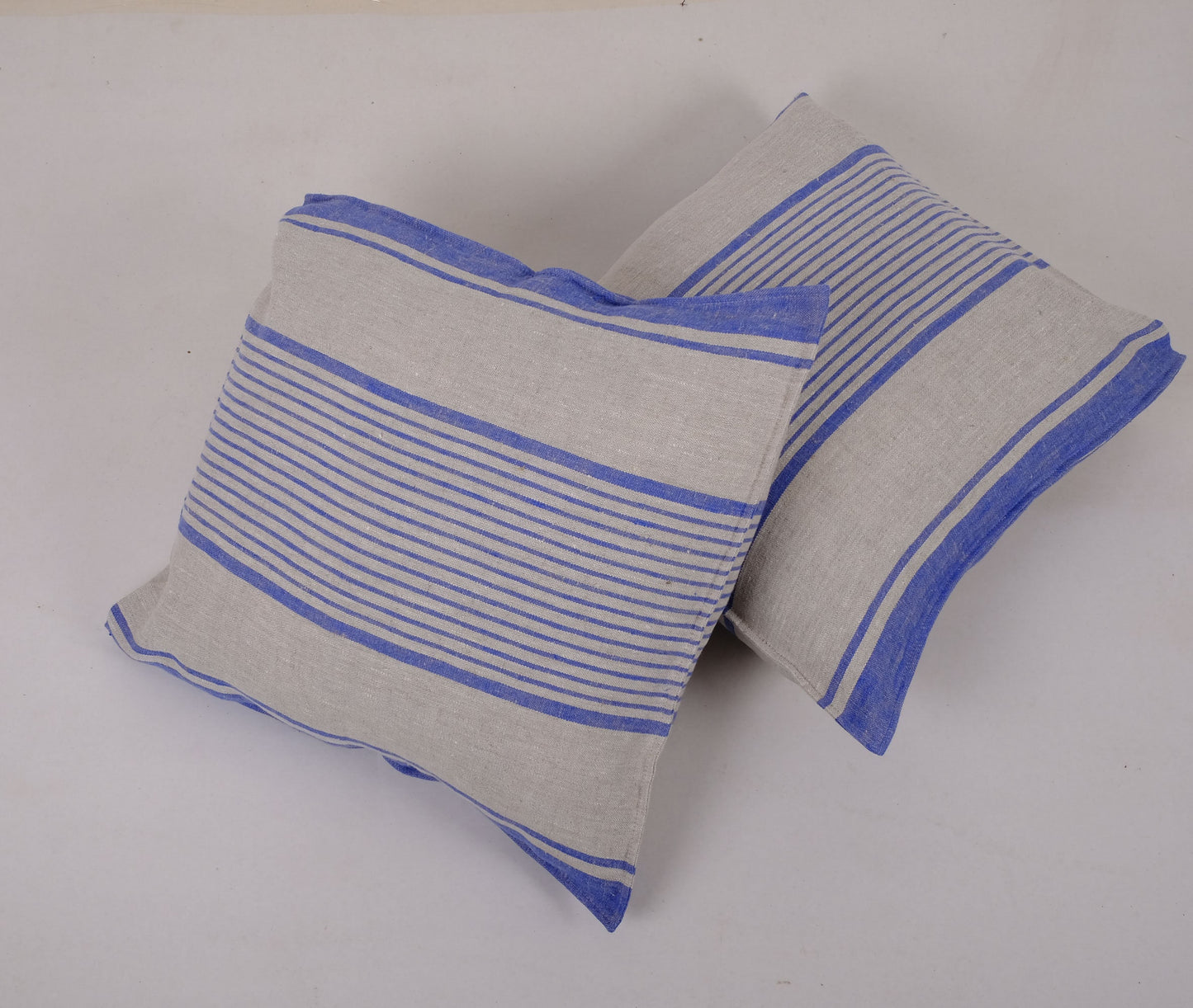 Striped pillowcase in french stripes linen in custom size, standard queen king body euro sham pillow cover. French Provance Cottage style