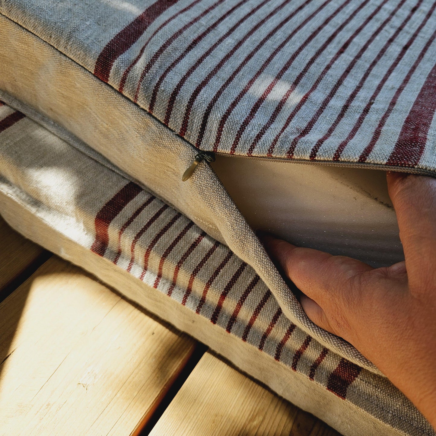 Bench cushion in linen in custom size, natural Window seat cushions, Custom Chair seat pad with removable cover