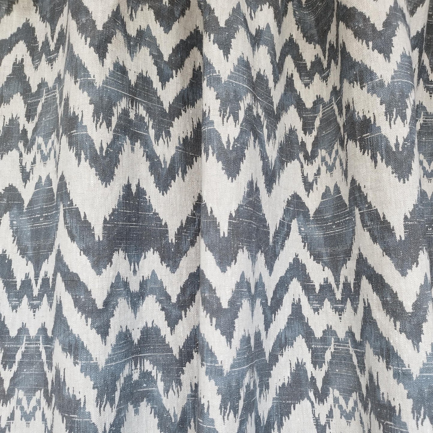 Modern designer Curtains 100% Linen blue Zigzag PREWASHED. kitchen Living room curtains, Bedroom window panel in linen