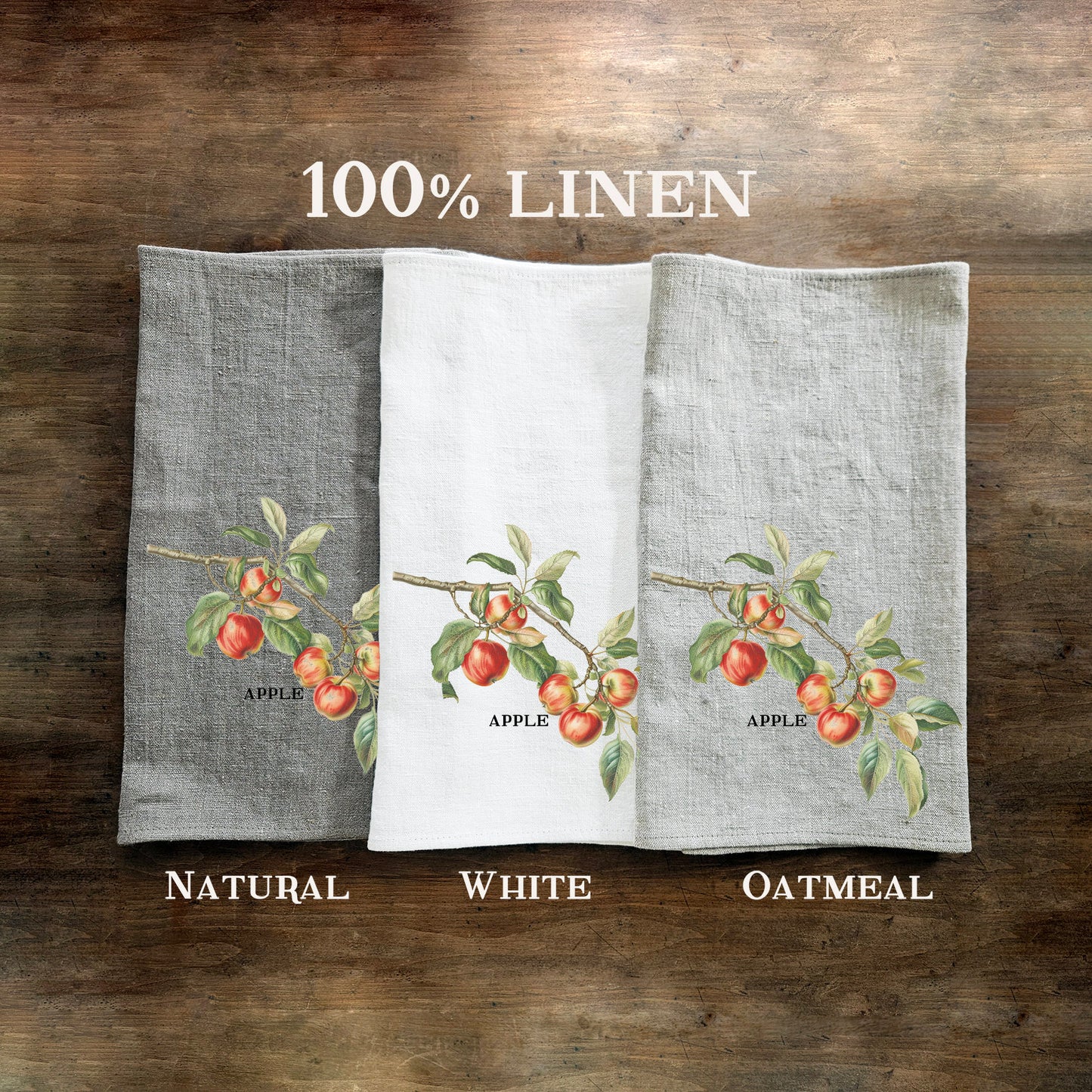 Plum fruit tree Tea Towel in linen, Botanical hand Towels Tea in linen, Greenery garden Dish Towel Kitchen Décor Tea Towel in linen
