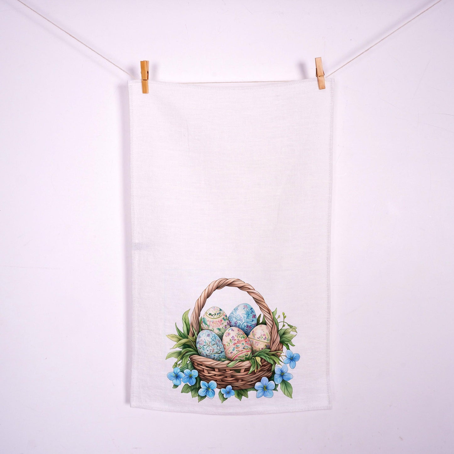 Easter basket kitchen Towel in linen - Easter eggs Hand Towels Tea - Farmhouse Floral Dish Towel - Kitchen Décor Eastern Kitchen Tea Towel