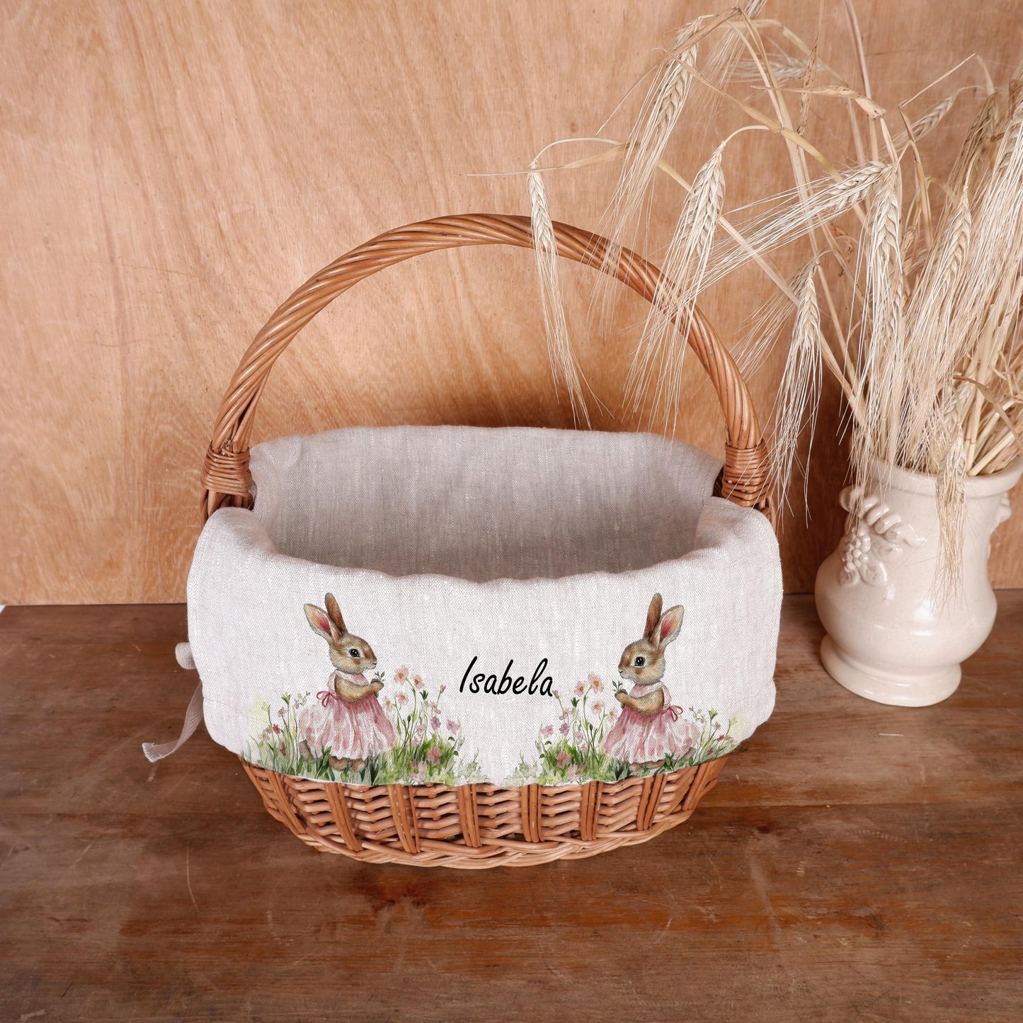 Bunny Basket Liner with monogram - Customized Easter Basket Liner - Personalized Girl or Boy Easter Basket Liner Rabbit