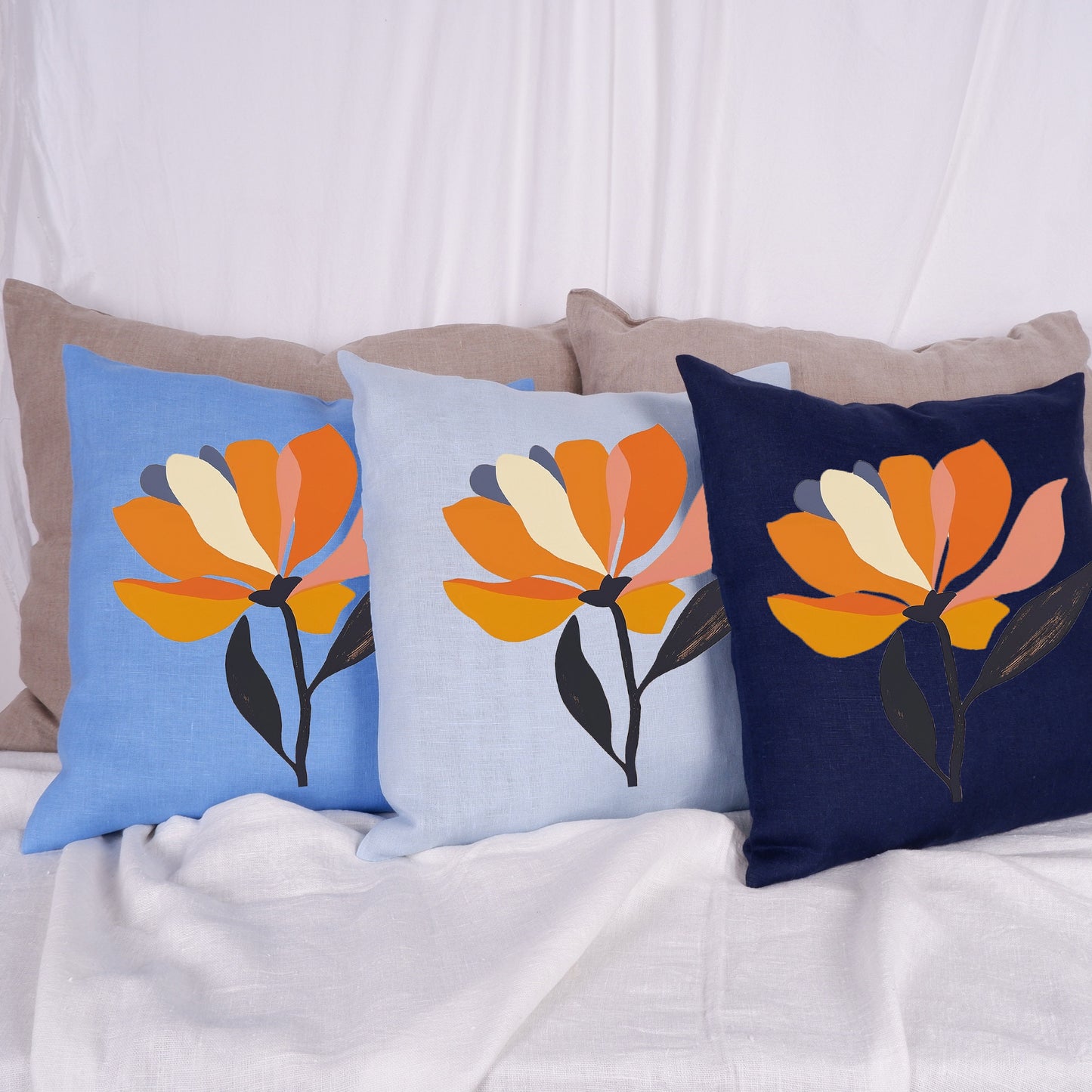 SALE LINEN Cushion cover Modern Contemporary art, decorative linen pillow cover , Boho Summer decor Cushion Housewarming Gift