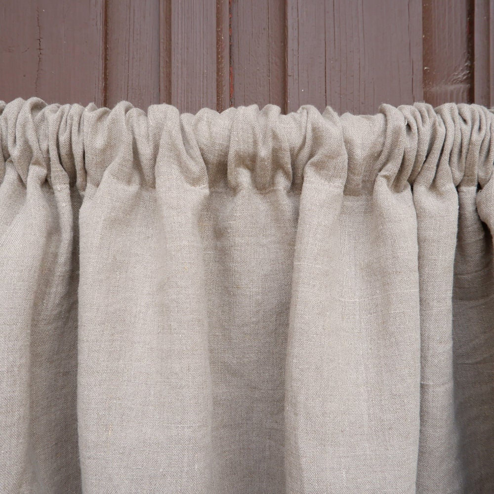 Custom size Valance natural with laces, Farmhouse Pure linen window treatment, Living room Cafe Kitchen window panel, farmhouse curtains