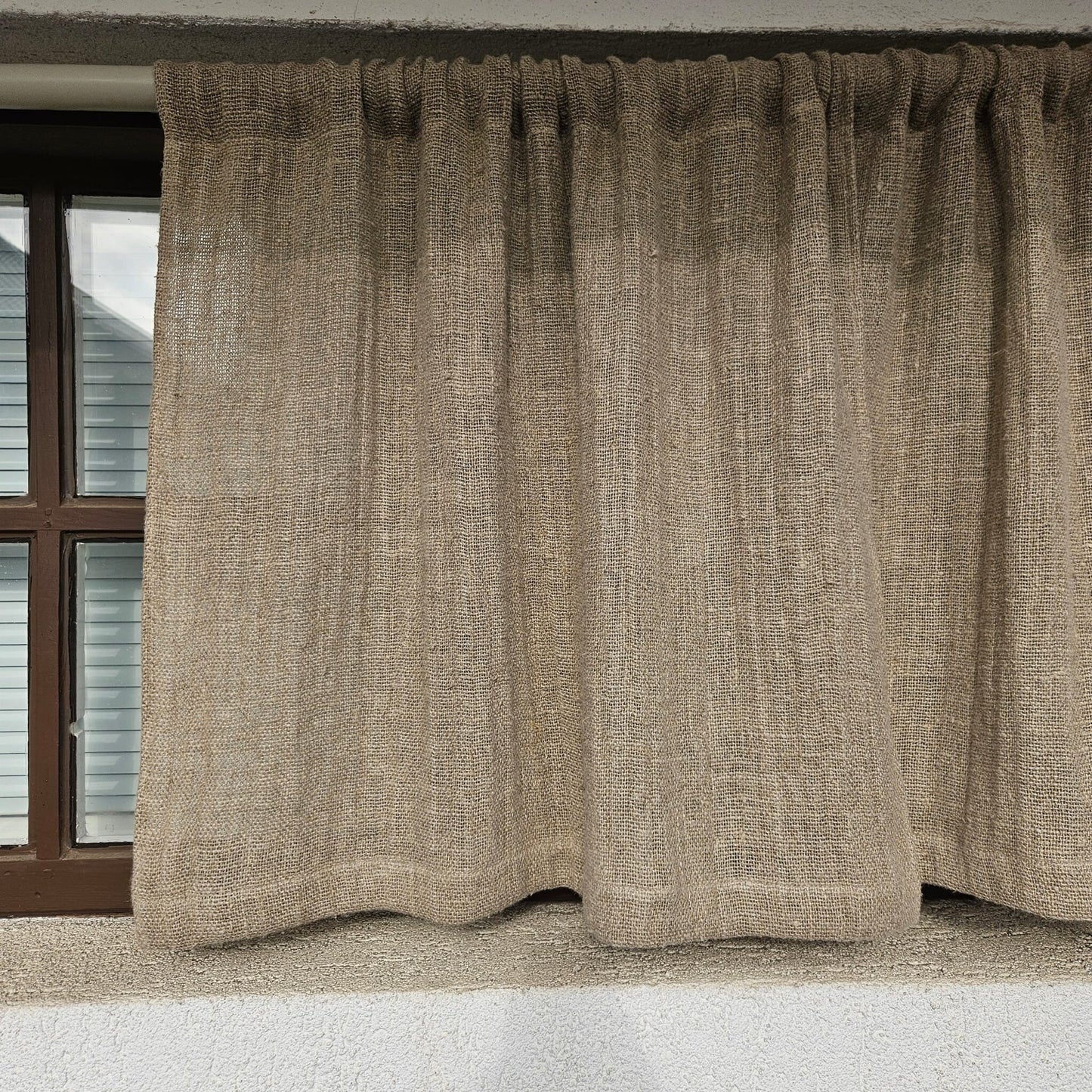 Natural grain sack Cafe Curtains, burlap Farmhous window panel, Living room Cafe Kitchen window curtain custom size