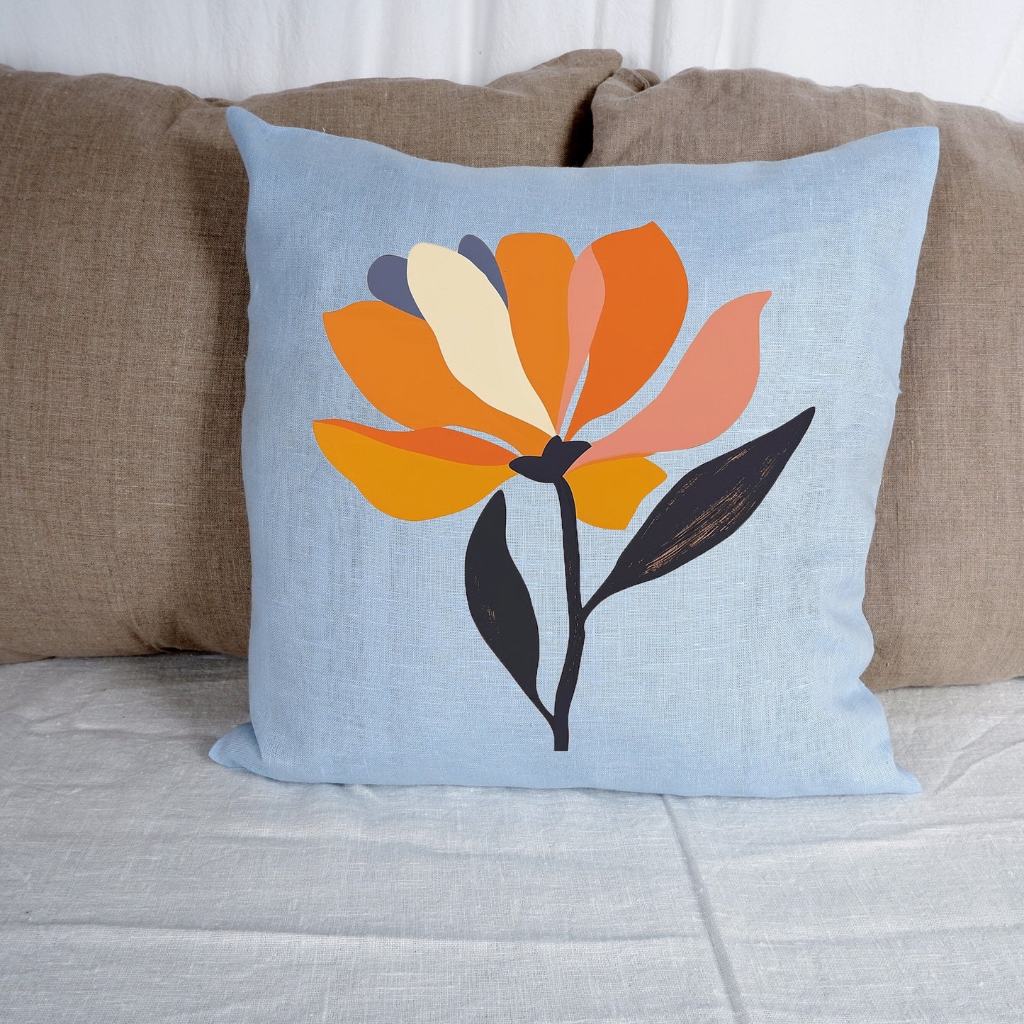 SALE LINEN Cushion cover Modern Contemporary art, decorative linen pillow cover , Boho Summer decor Cushion Housewarming Gift