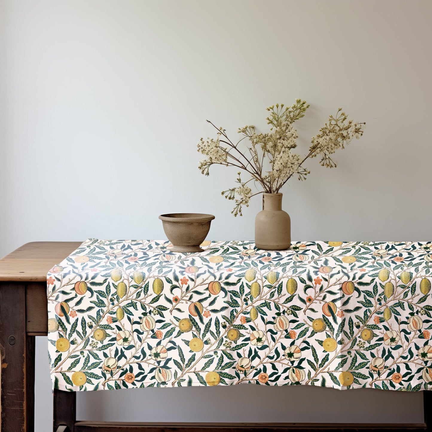 Linen foral tablecloth william Morris Pomegranate, arts and crafts movement tablecloth Victorian style