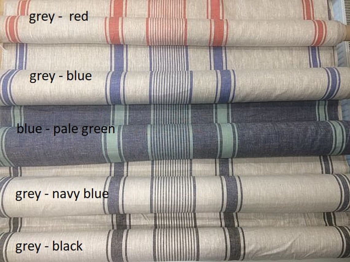 Linen runner - french sack linen. Grey red striped Rustic linen Cottage farmhouse coutry style linen. Stonewashed. 100% linen Burlap