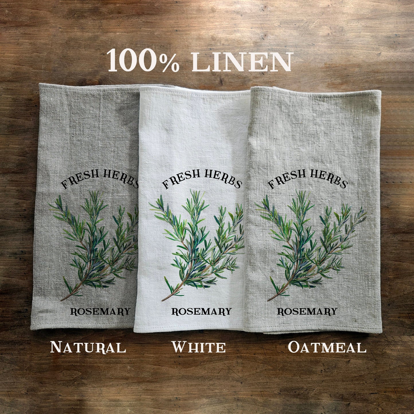 Hand Towels Tea with provence herbs - Farmhouse Floral greenery Kitchen Décor Kitchen Dish Tea Towel - Rosemary Floral Tea Towel in linen -
