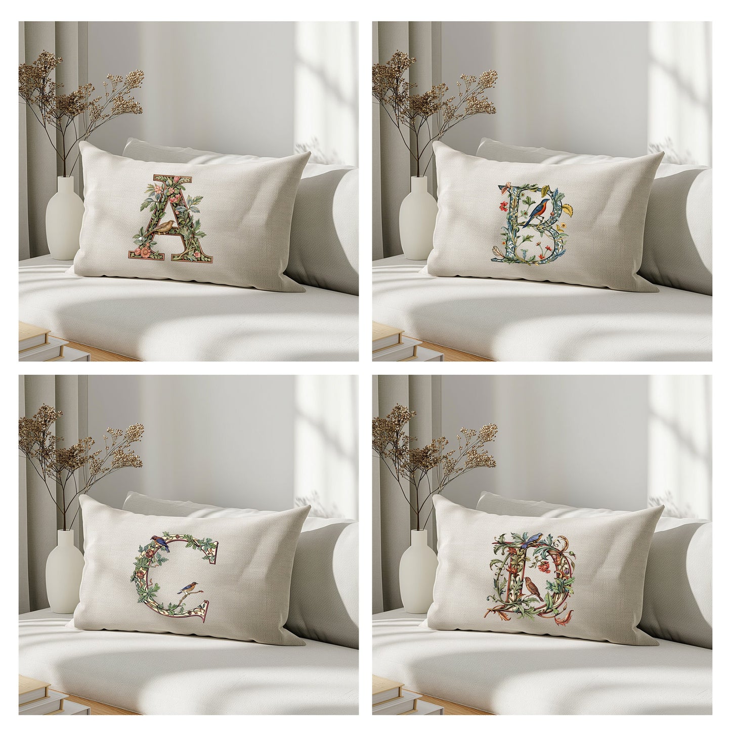 Örngott i linne med monogram i standardstorlek, queen size, king size, body size, euro sham. Lyxigt kuddfodral i linne med monogram.