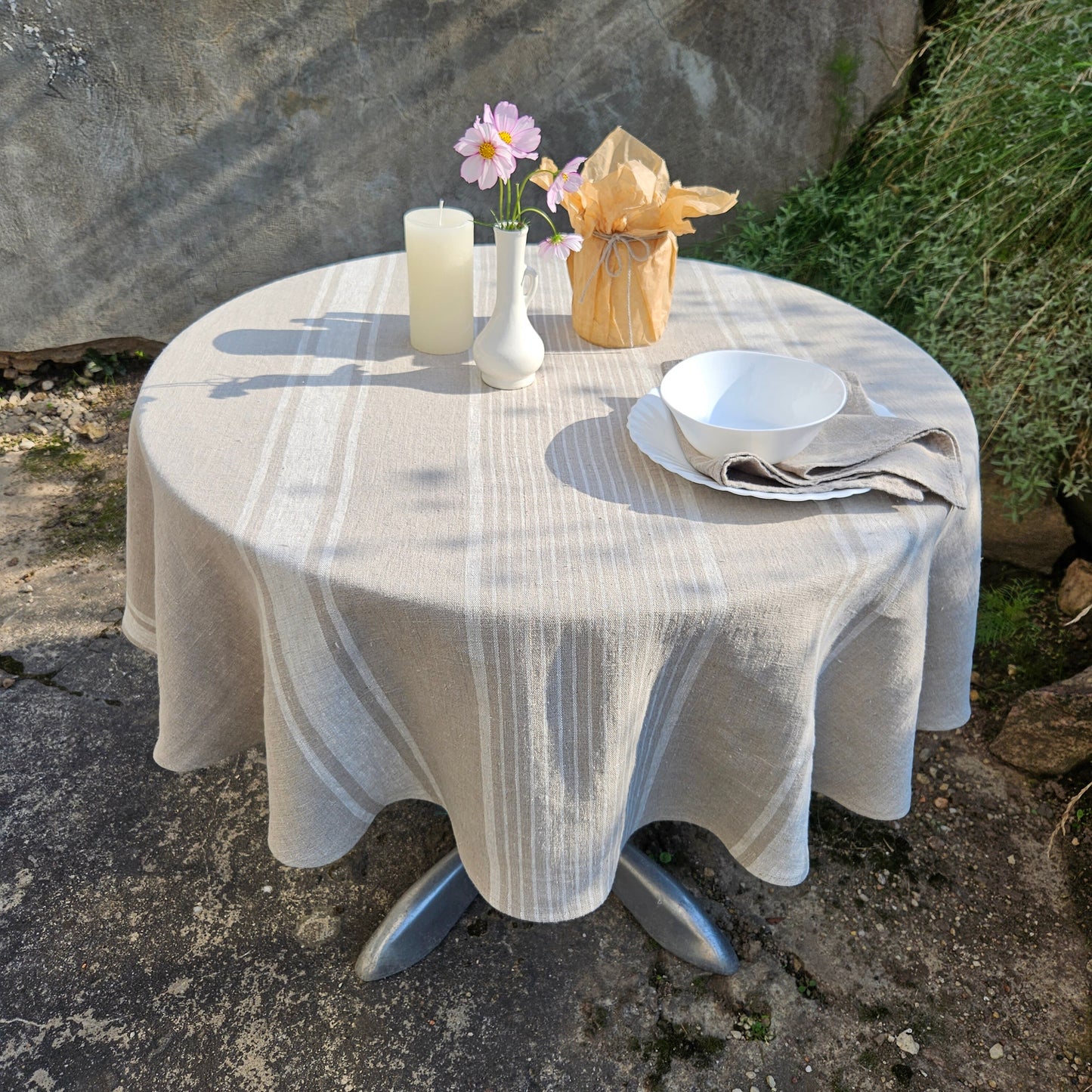 100% Linen Tablecloth Handmade Round Oval - Village natur