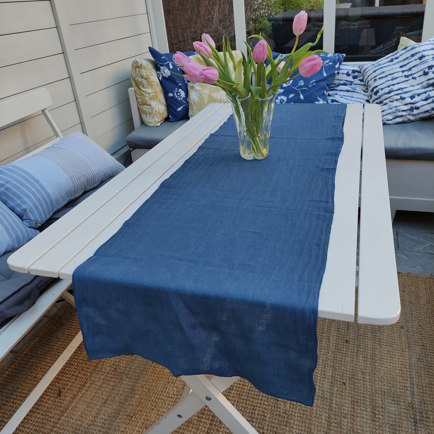 Linen runner - Stonewashed. CUSTOM size - 100% flax - white, natur , blue, black yellow, green