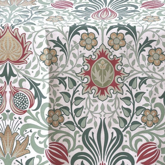 Linen foral tablecloth william Morris Persian, arts and crafts movement tablecloth Victorian style