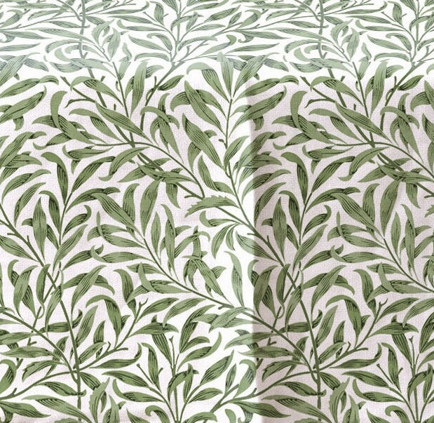 Linen foral tablecloth with birds, william Morris Willow tablecloth, arts and crafts movement tablecloth Victorian William Morris Bought