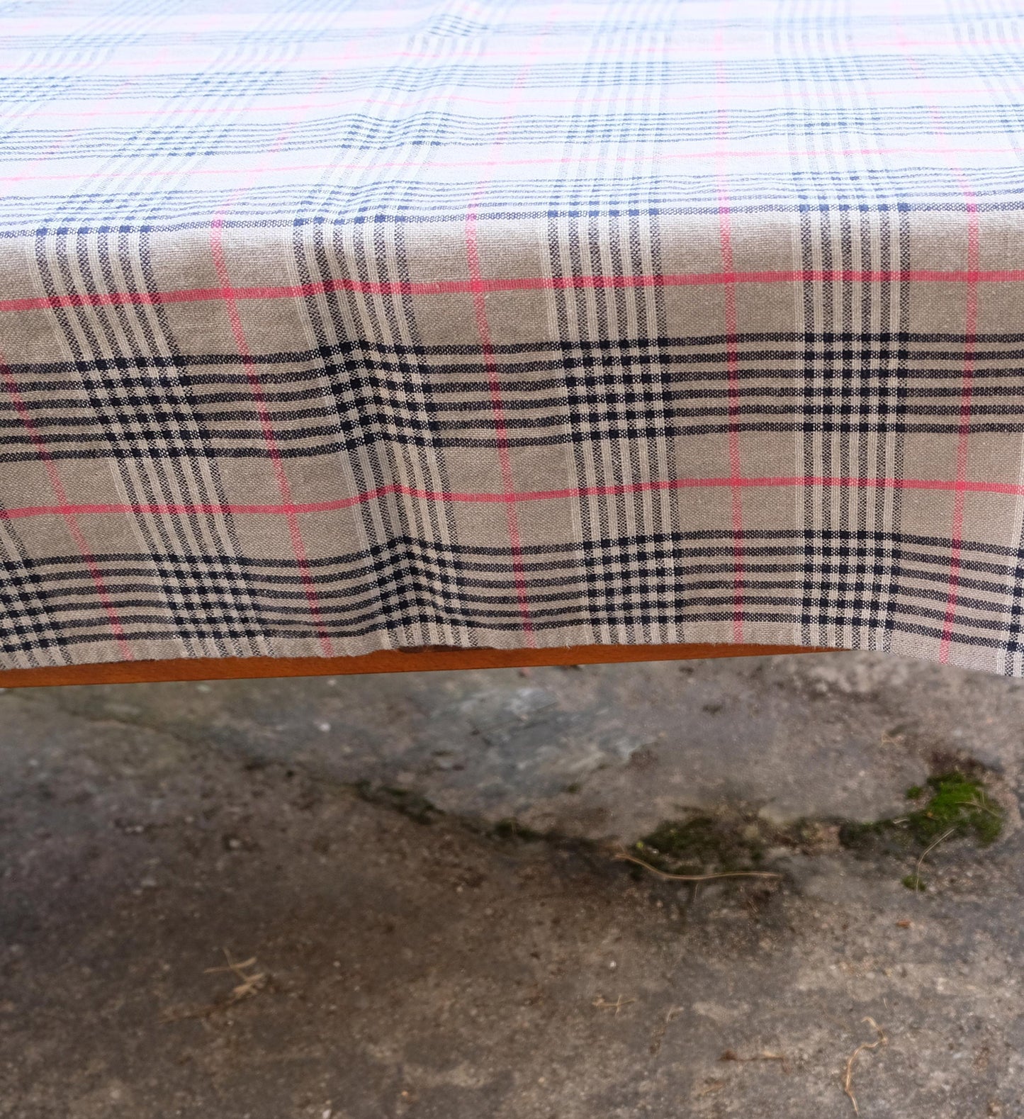 100% Linen tablecloth Tartan check brown PREWASHED French table cloth rustic rectangle square oval country style flax custom