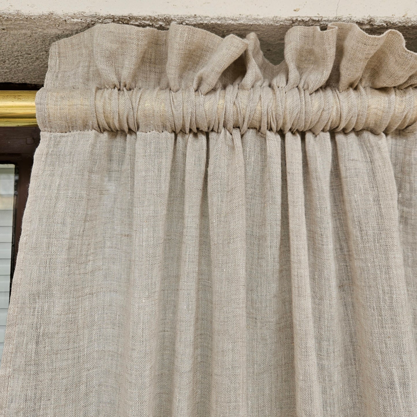 Natural LINEN Cafe Curtains sheer, kitchen curtains with top and bottom rod pocket Farmhous window panel, window curtain custom size