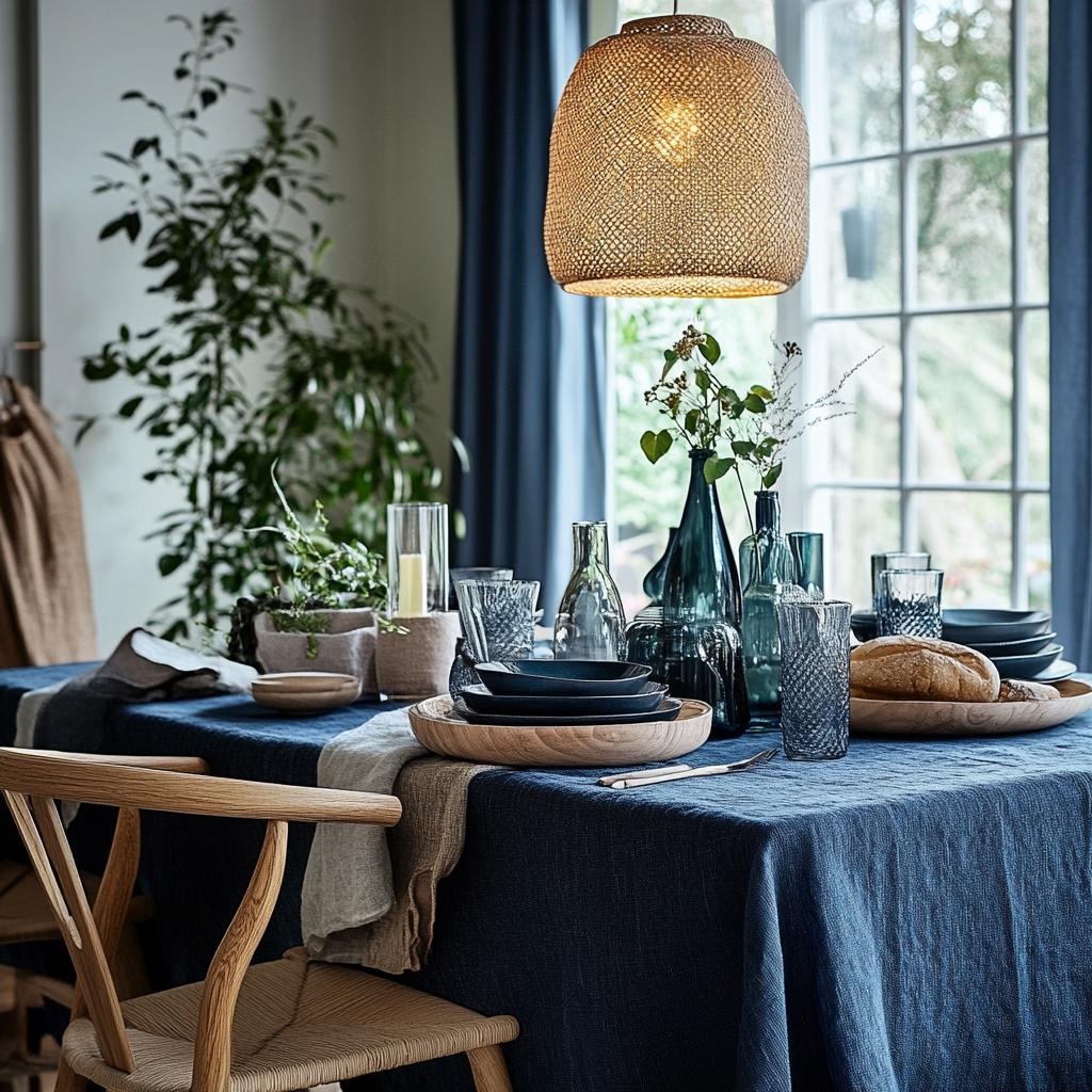 Heavy linen tablecloth for dinning table, French style washed linen table cloth Retangle Square or Round in navy blue or other colors