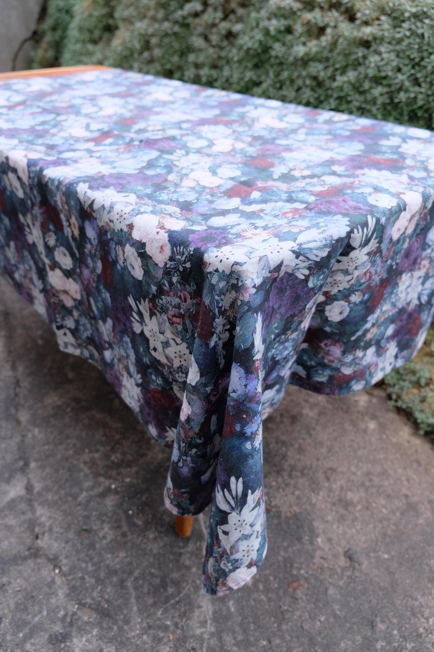 100% Linen tablecloth FLORAL French table cloth rustic rectangle square oval country style Flax Custom Prewashed