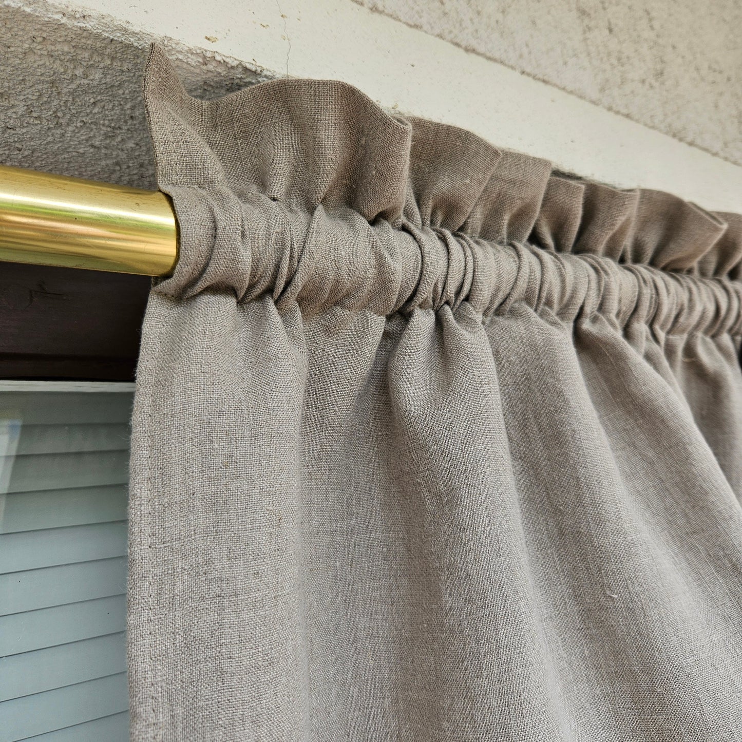 Natural linen Cafe Curtains in custom size, custom size Farmhous window panel, Living room Cafe Kitchen window curtain custom size