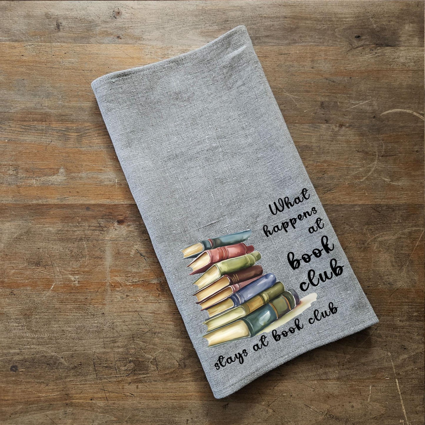 Book club Tea Towel in linen, Custom Hand Towels Tea in linen, artistic linen Dish Towel Kitchen Décor Tea Towel in linen