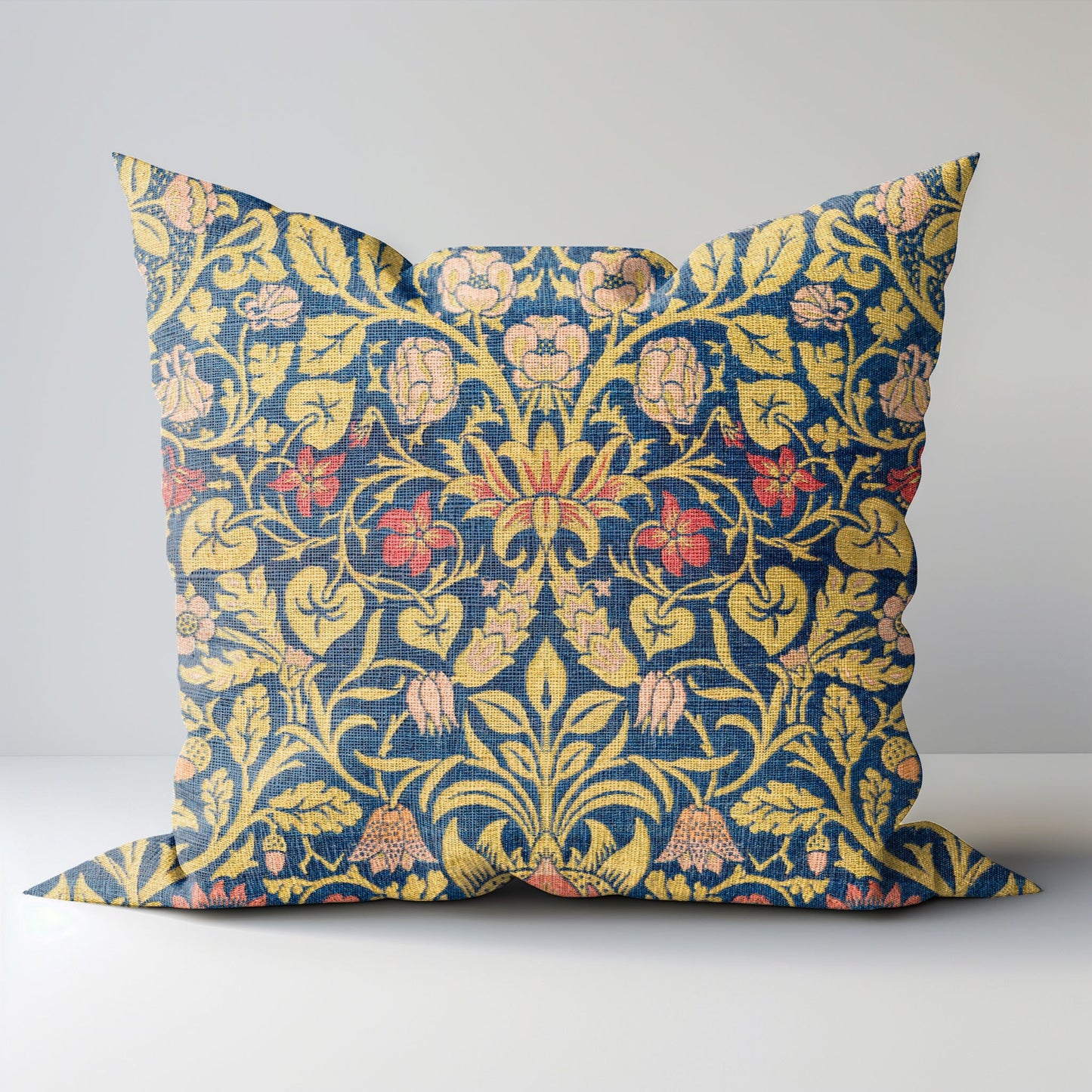 Modern linen Floral Pillow Cover William Morris Violet and Columbine, Art and Crafts Pillow case on linen for Coutryhome Victorian