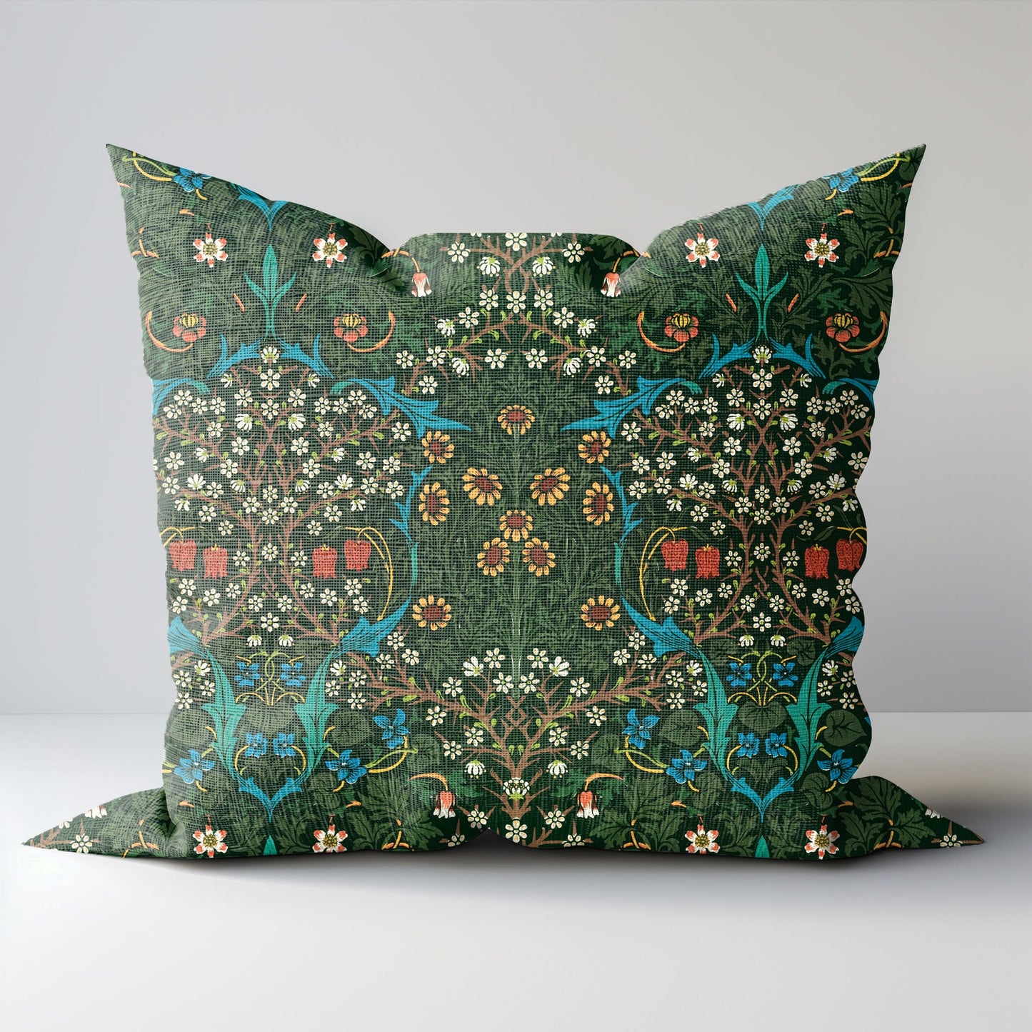 Modern linen Floral Pillow Cover William Morris Blackthorn, Art and Crafts Pillow case on linen for Coutryhome Victorian