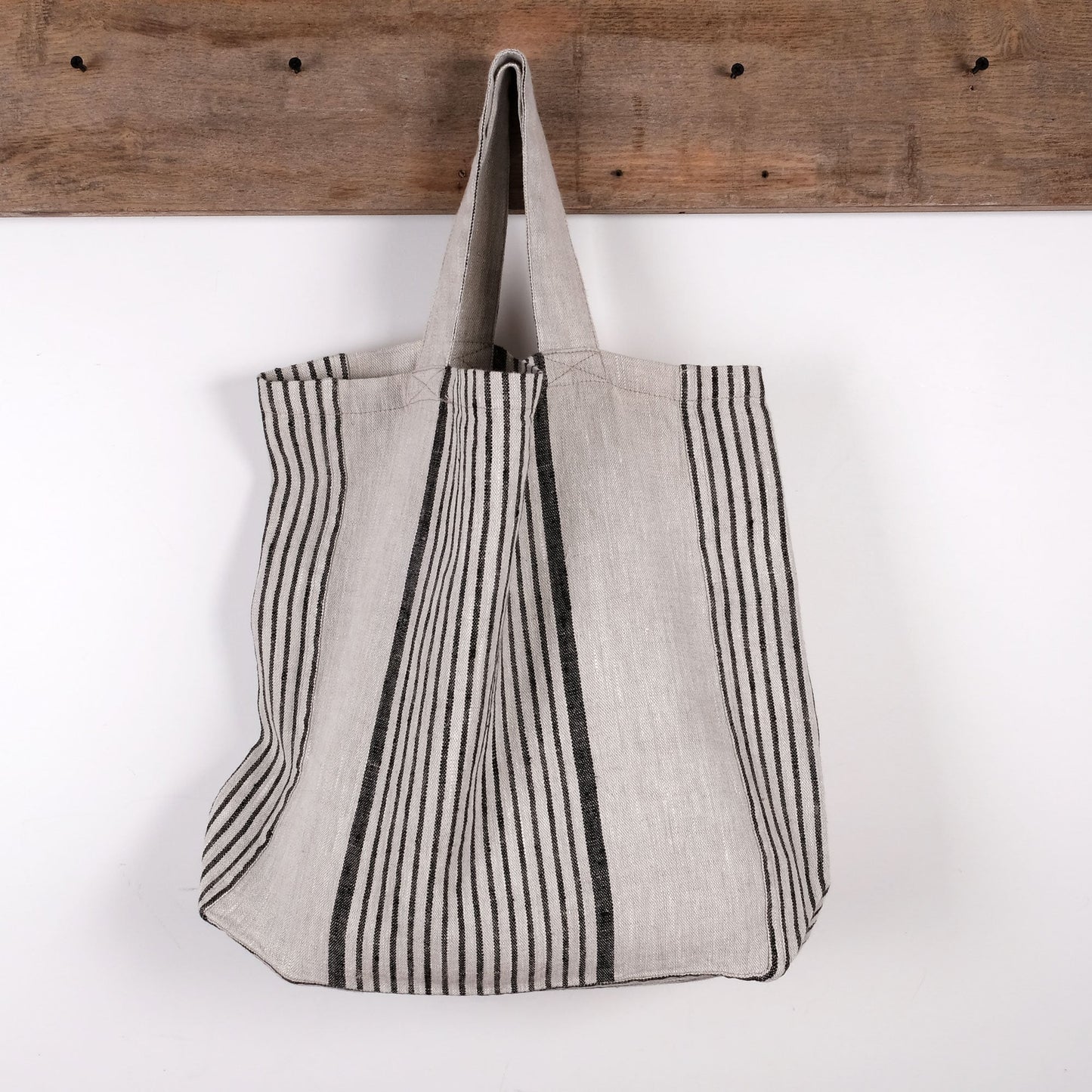 Tote bag in french striped linen, large shopping bag , striped linen bag, shoulder bag, French style linen beach bag, striped summer bag
