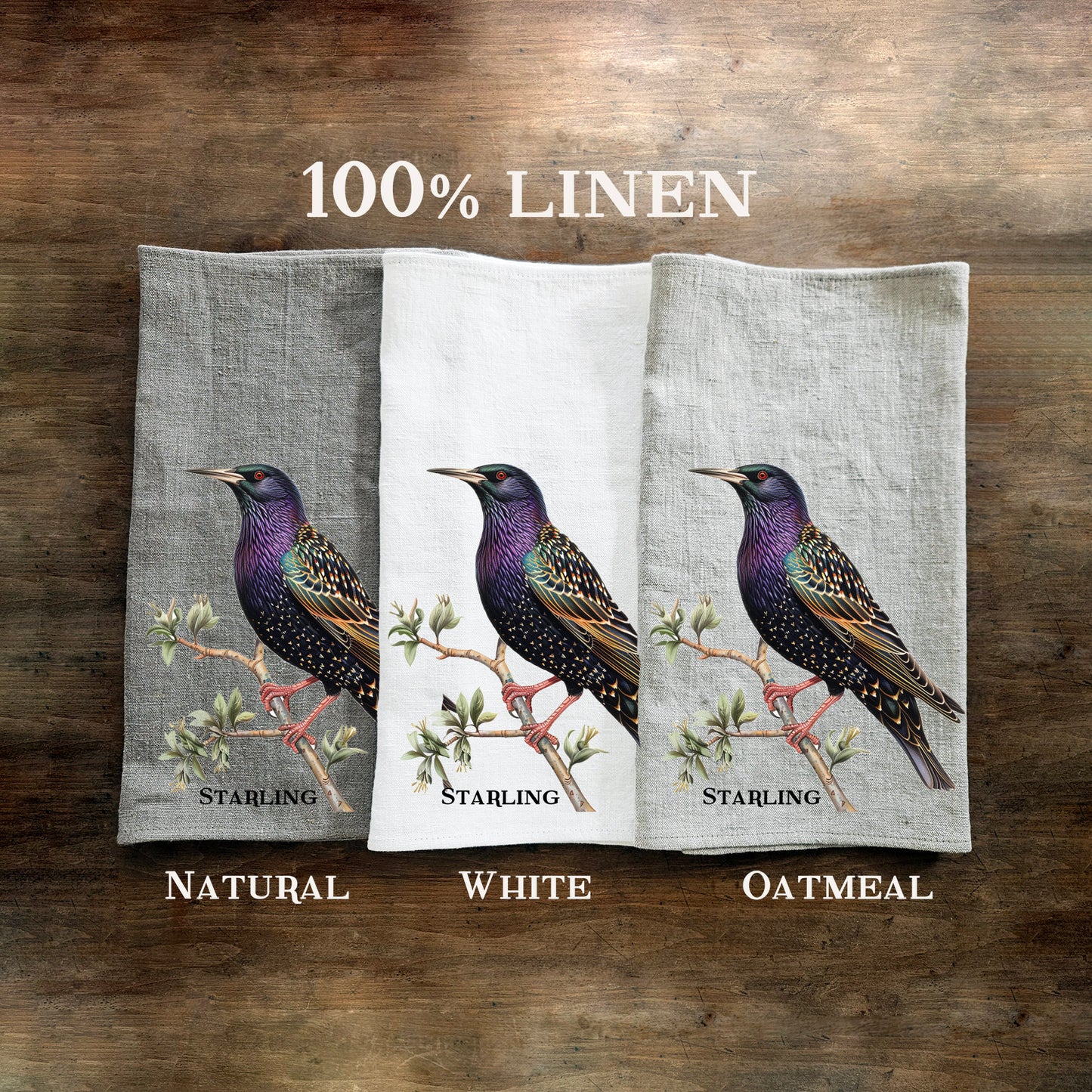 Starling bird Tea Towel in linen, hand Towels Tea in linen, bird Dish Towel Kitchen Décor Tea Towel in linen