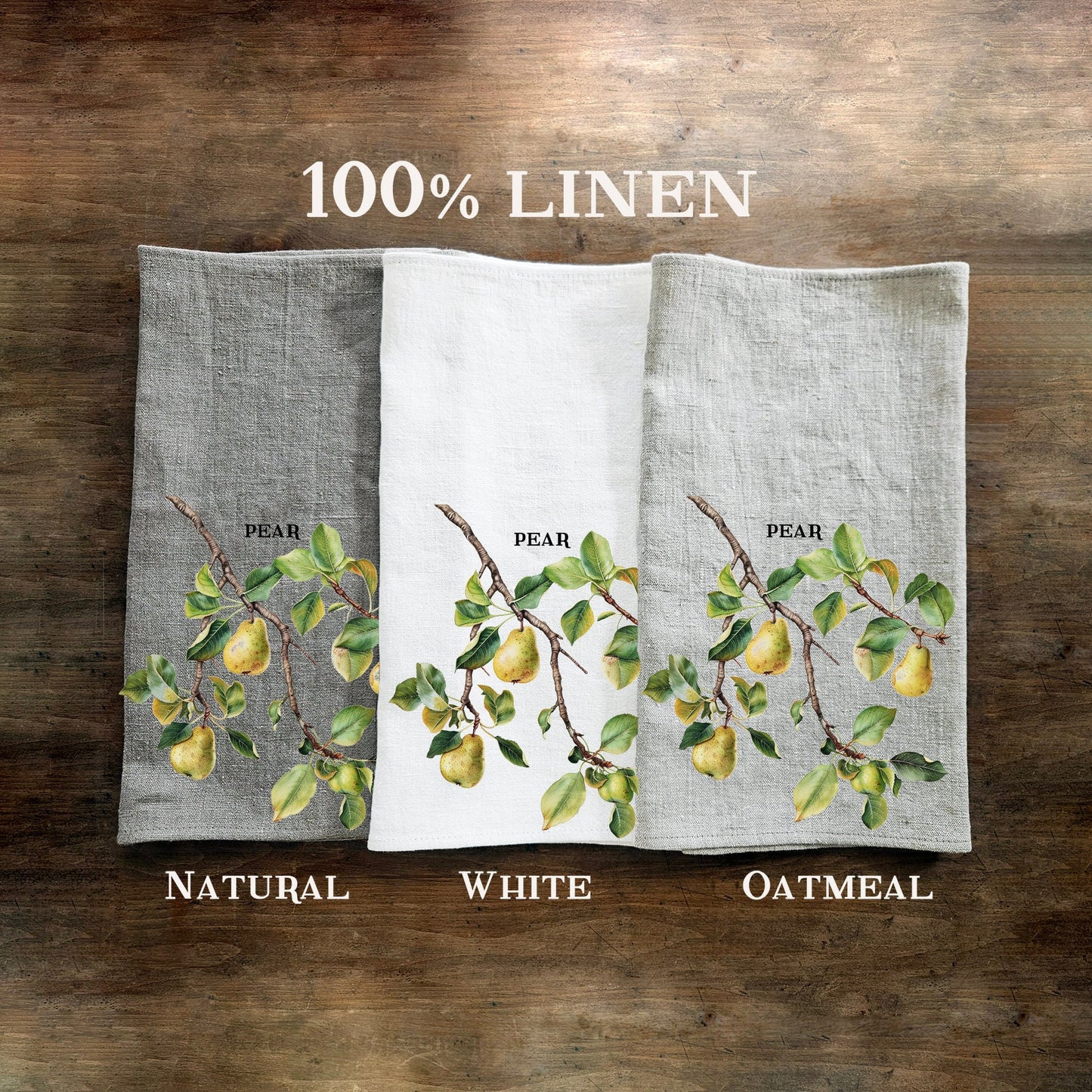 Plum fruit tree Tea Towel in linen, Botanical hand Towels Tea in linen, Greenery garden Dish Towel Kitchen Décor Tea Towel in linen