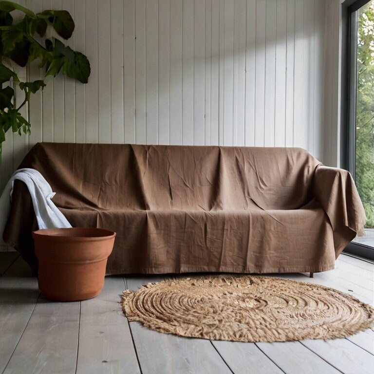 Linen Couch Cover Extra Large blue, Linen couch throw in custom size, Natural Sectional Big bed cover, Sofa slip cover throw