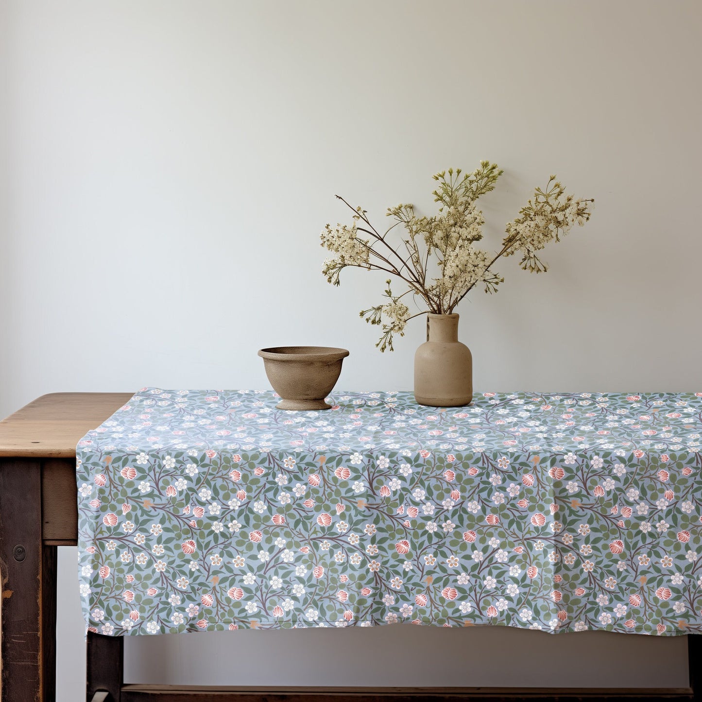 Linen foral tablecloth william Morris Clover , arts and crafts movement tablecloth Victorian style