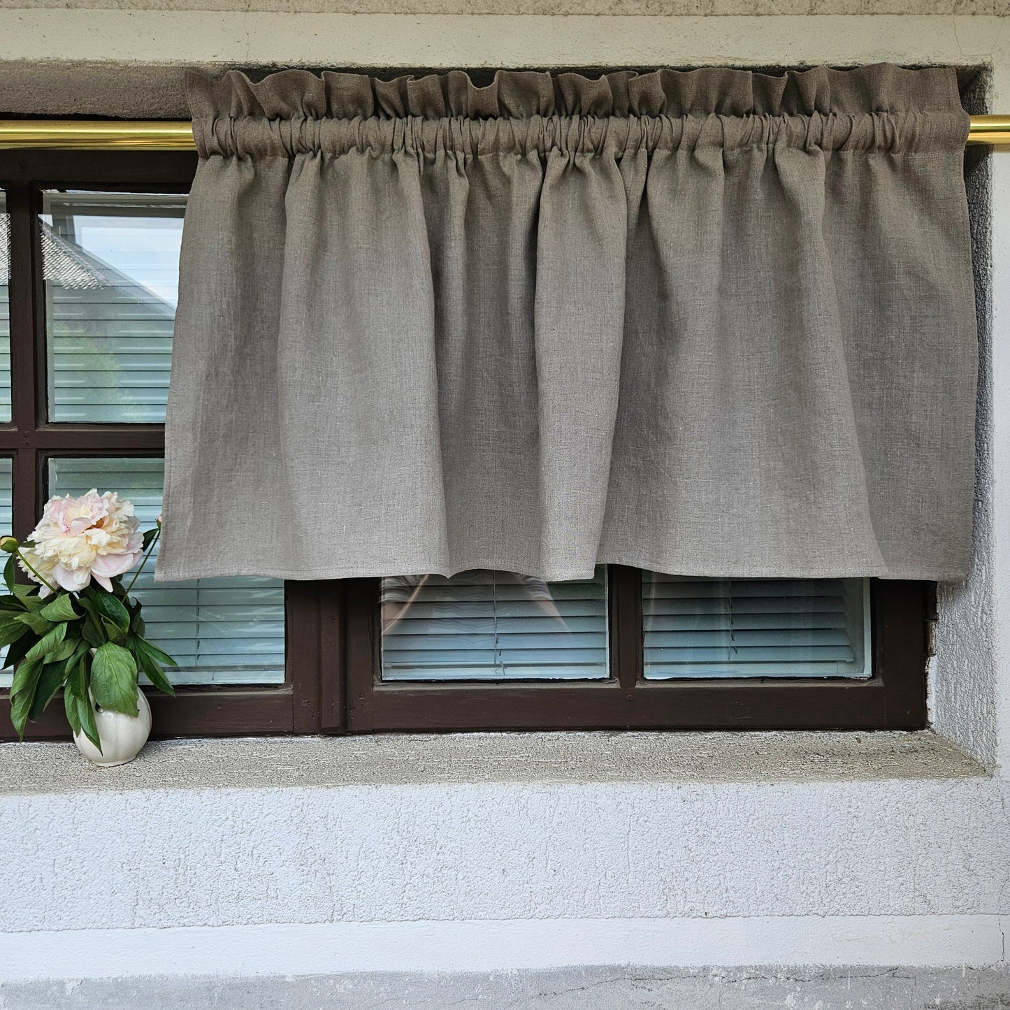 Natural linen Cafe Curtains in custom size, custom size Farmhous window panel, Living room Cafe Kitchen window curtain custom size