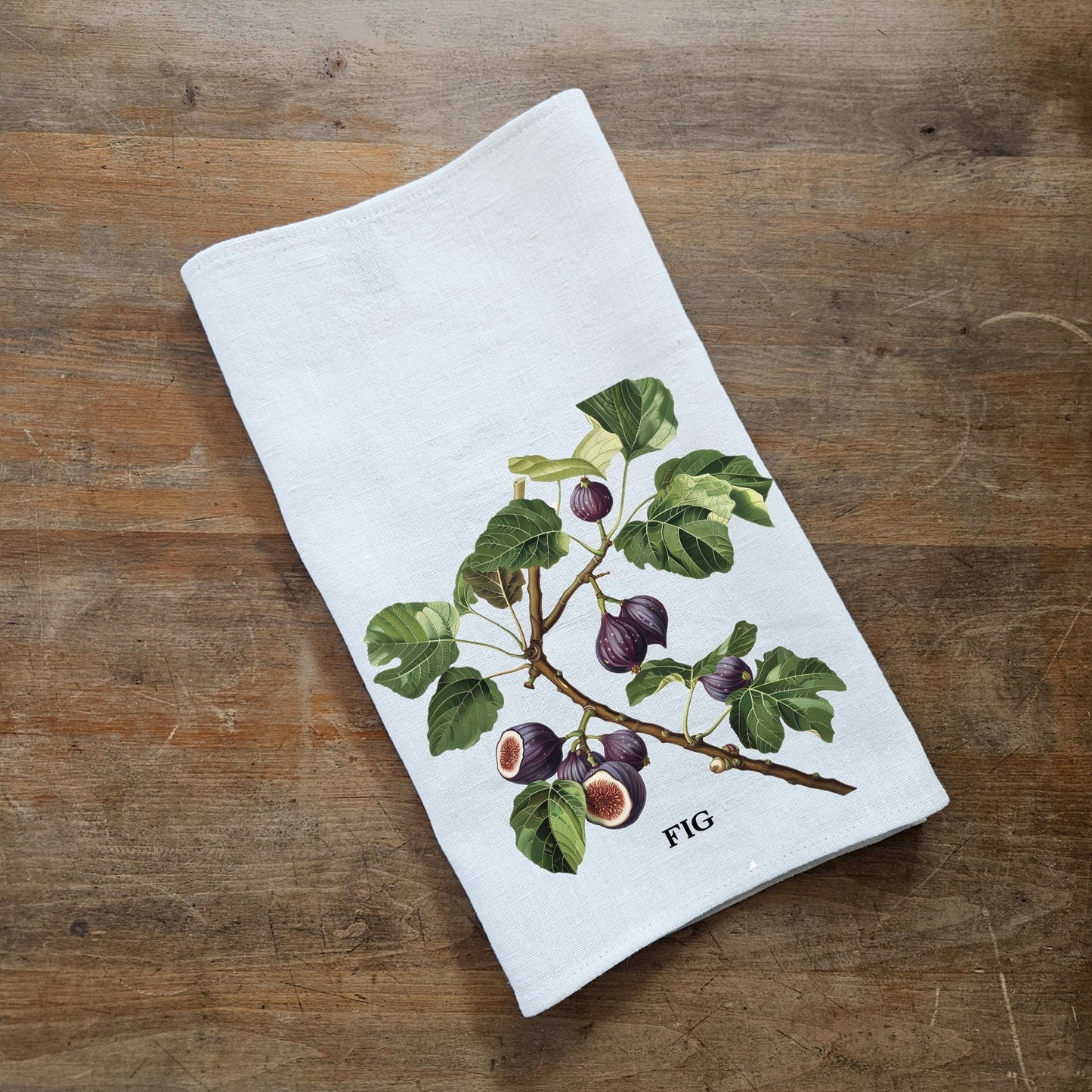 fig fruit tree Tea Towel in linen, Botanical hand Towels Tea in linen, fig fruit Dish Towel Kitchen Décor Tea Towel in linen