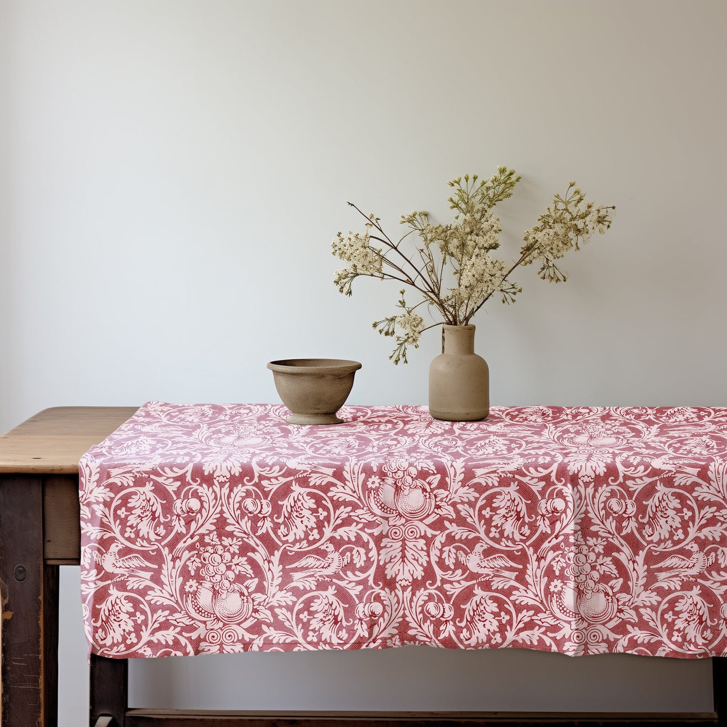 Linen foral tablecloth william Morris Queen Anne, arts and crafts movement tablecloth Victorian style