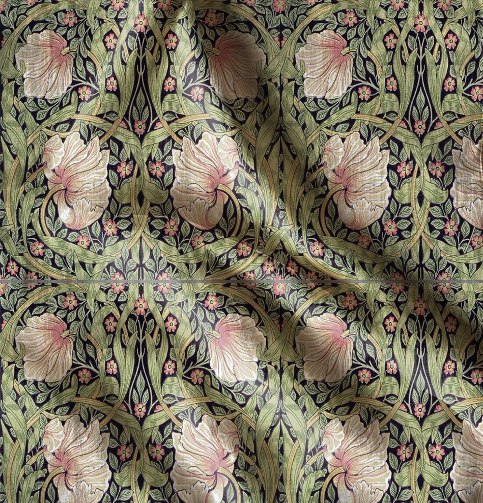 Linen foral tablecloth william Morris pimpernel, arts and crafts movement tablecloth Victorian style