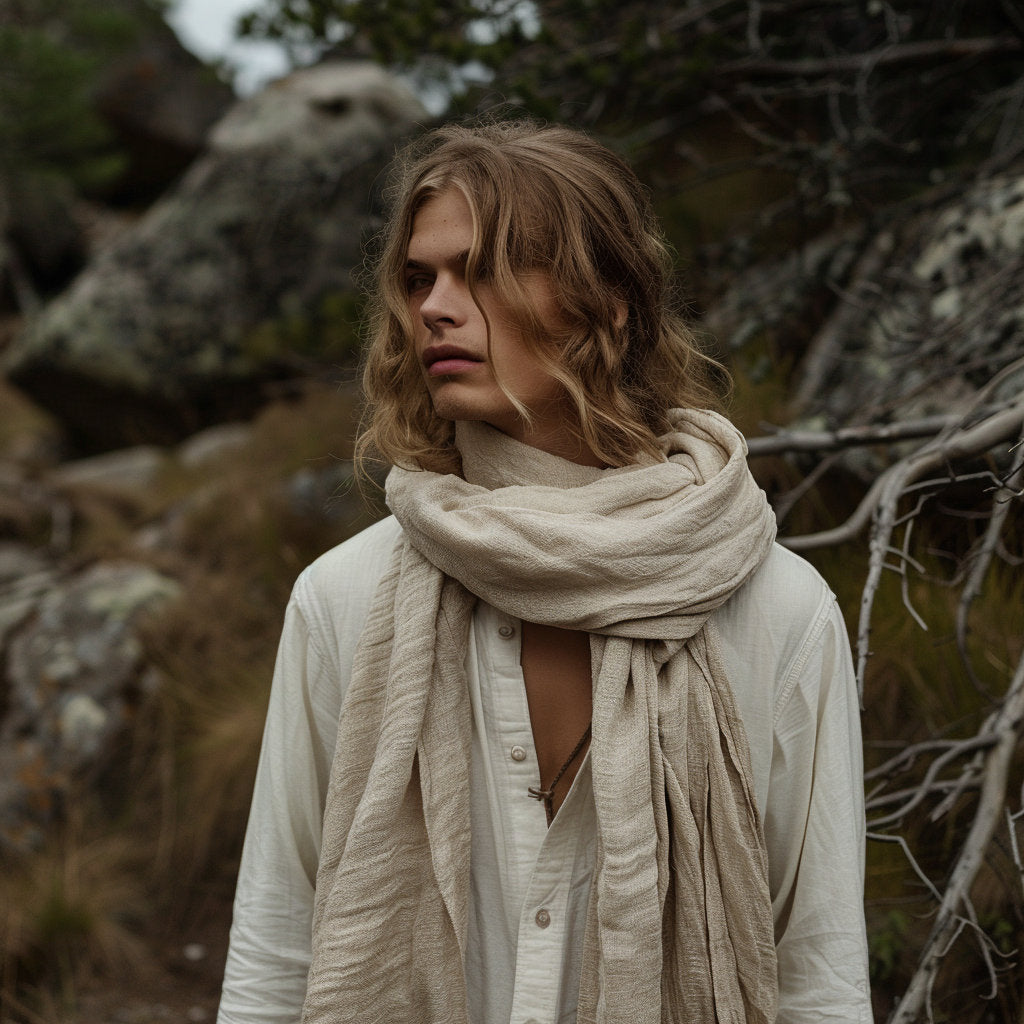 Linen Scarf in mustard yellow or others 40 colors, undyed organic pure linen scarf unisex. Gift ideas Pure linen Natural flax