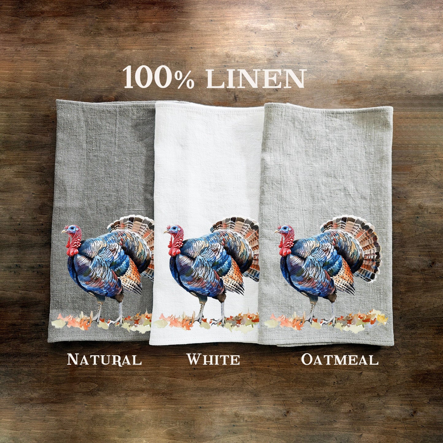 Turkey Tea Towel in linen, Farm hand Towels Tea in linen, pets Dish Towel Kitchen Décor Tea Towel in linen Thanksgiving