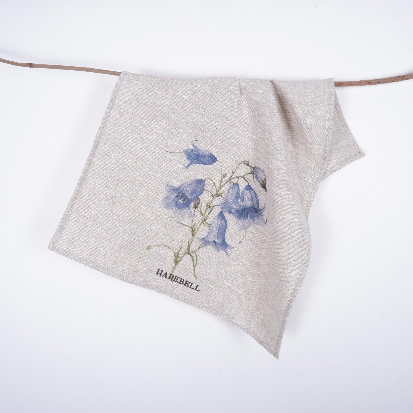 Harebell Tea Towel in linen, floral Hand Towels Tea, botanical Floral Dish Towel, purple flower Kitchen Décor Tea Towel