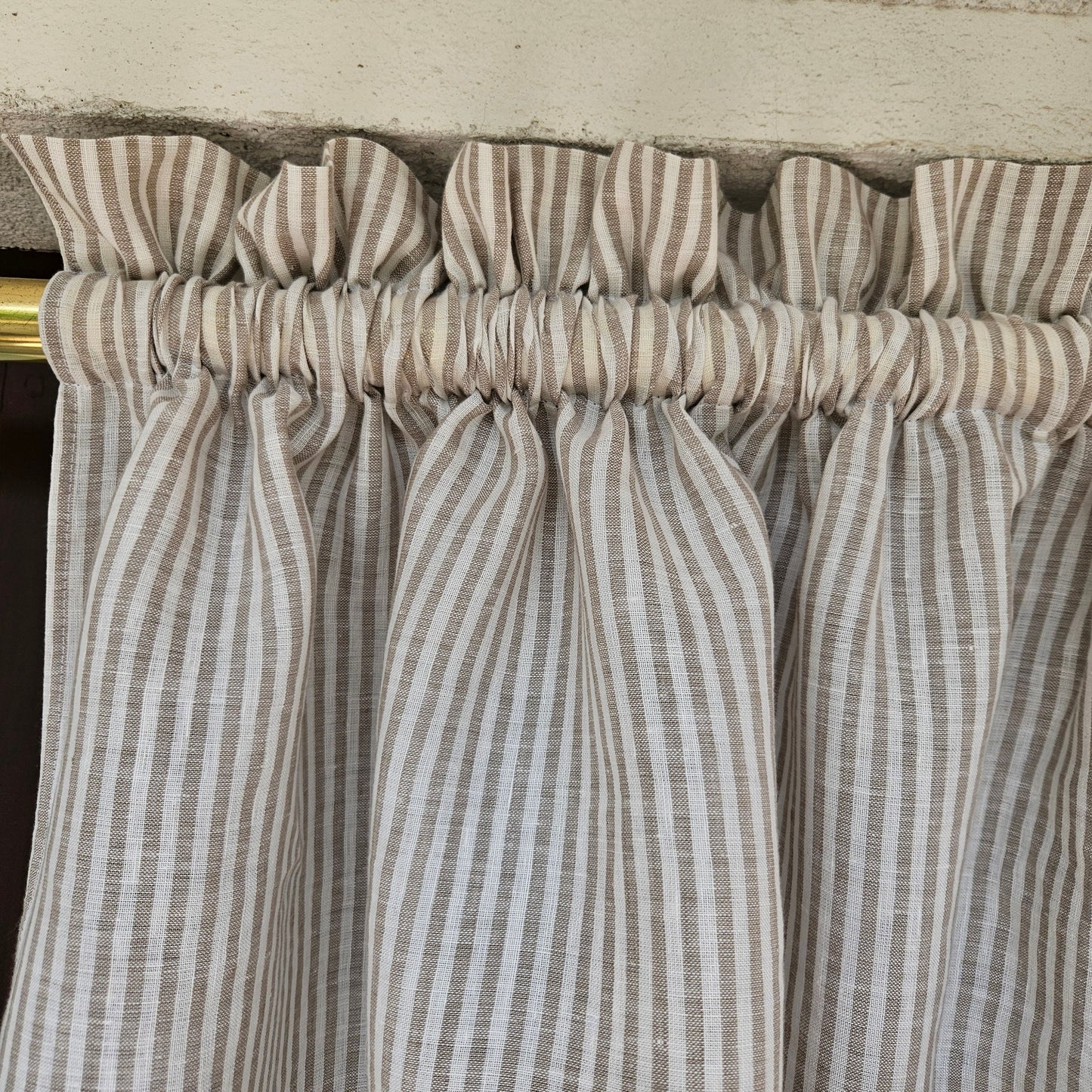 Naturliga linne cafégardiner i anpassad storlek med ränder, anpassad storlek bondgårdsfönsterpanel, vardagsrum café kök fönstergardin kappa