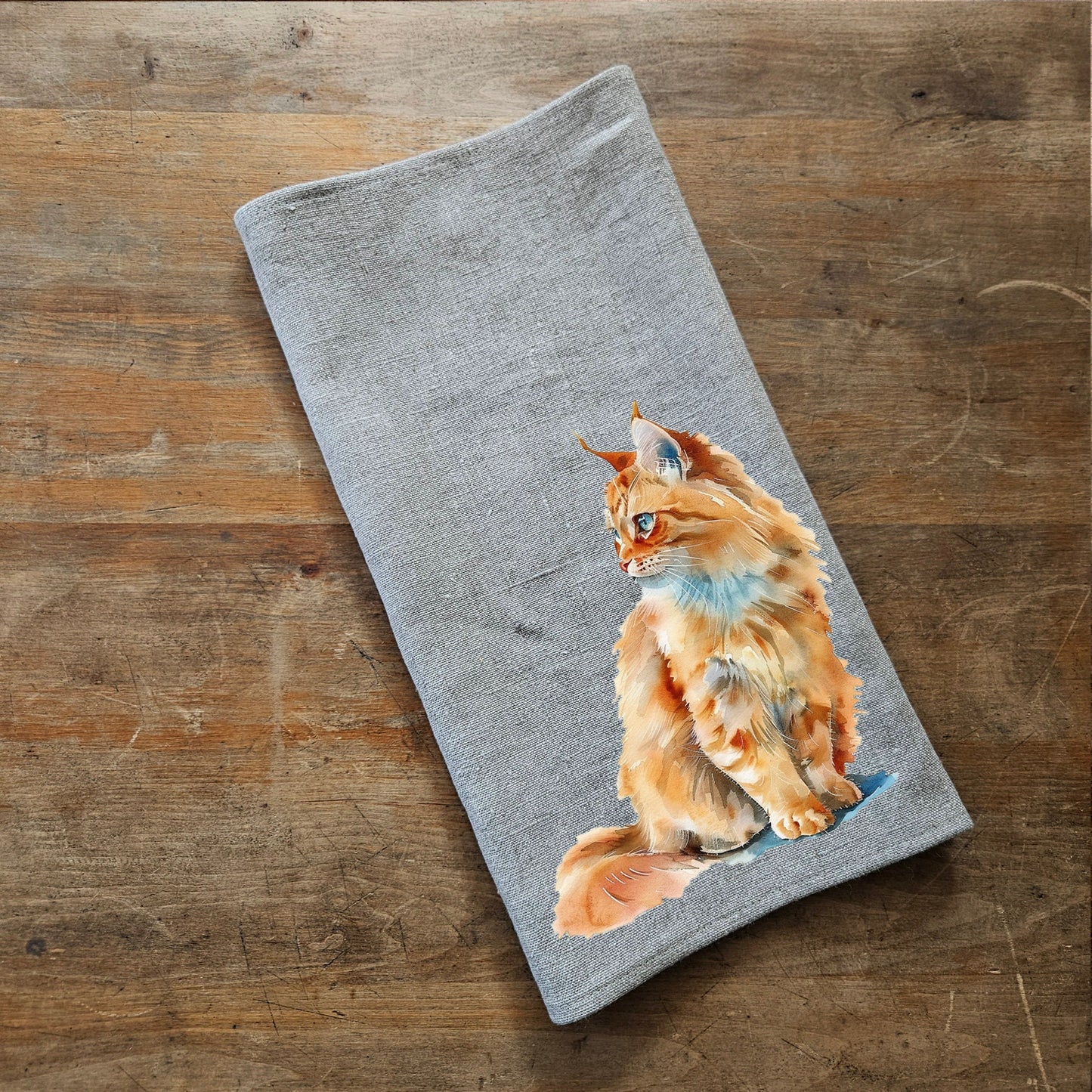 Cat kitchen Towel in linen, hand Towels Tea in linen, pets Dish Towel Kitchen Décor Tea Towel in linen