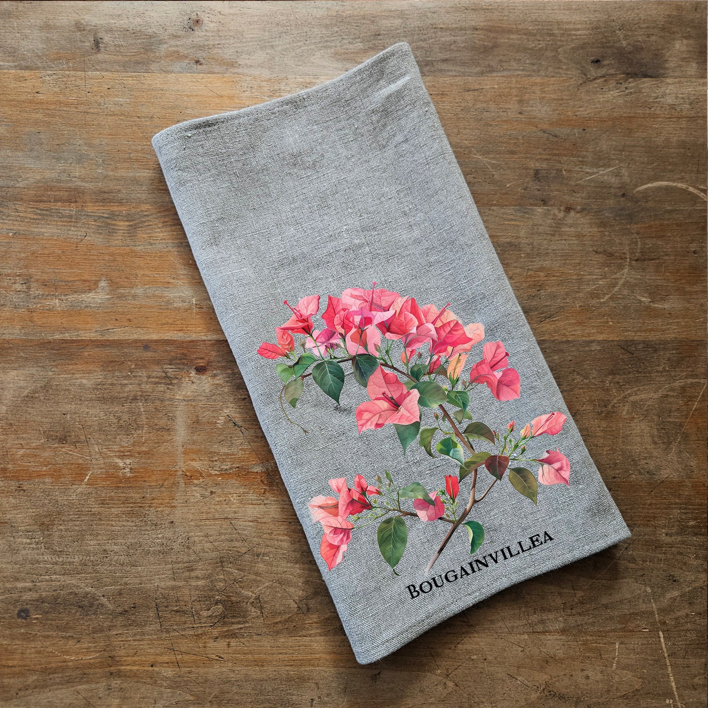 WisteriaTea Towel in linen, floral Hand Towels Tea, botanical Floral Dish Towel, purple flower Kitchen Décor Tea Towel