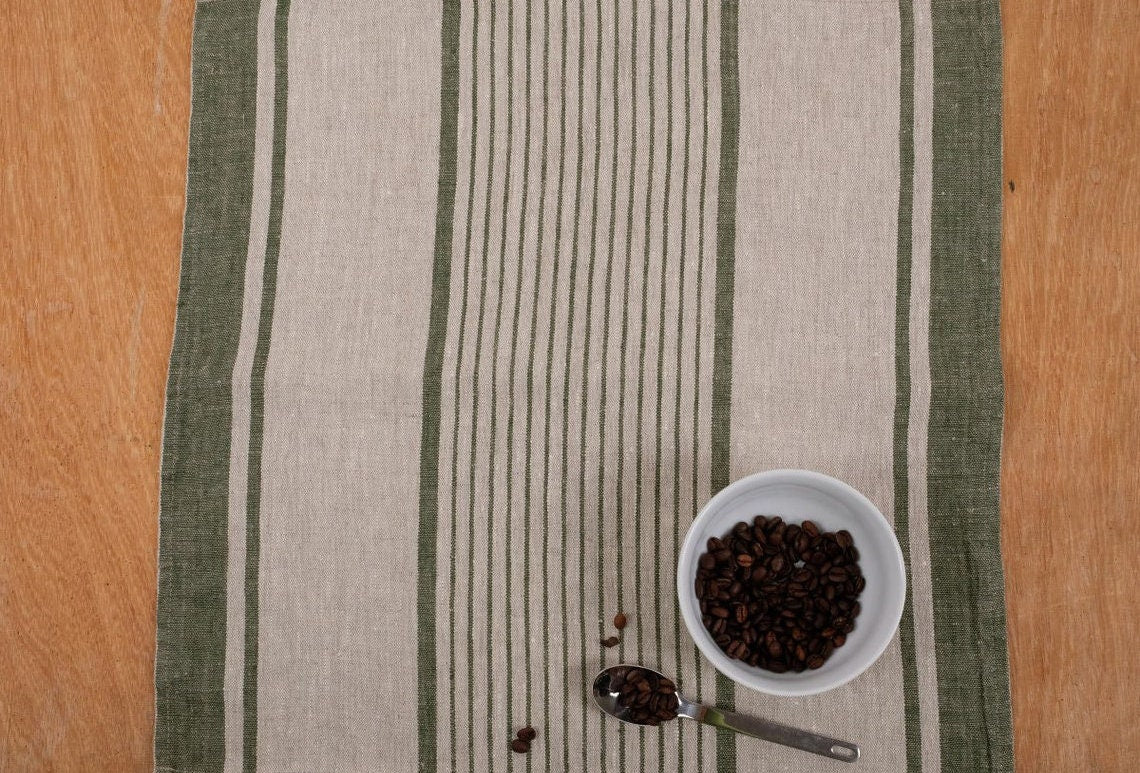 Linen runner - french sack linen. Grey red striped Rustic linen Cottage farmhouse coutry style linen. Stonewashed. 100% linen Burlap