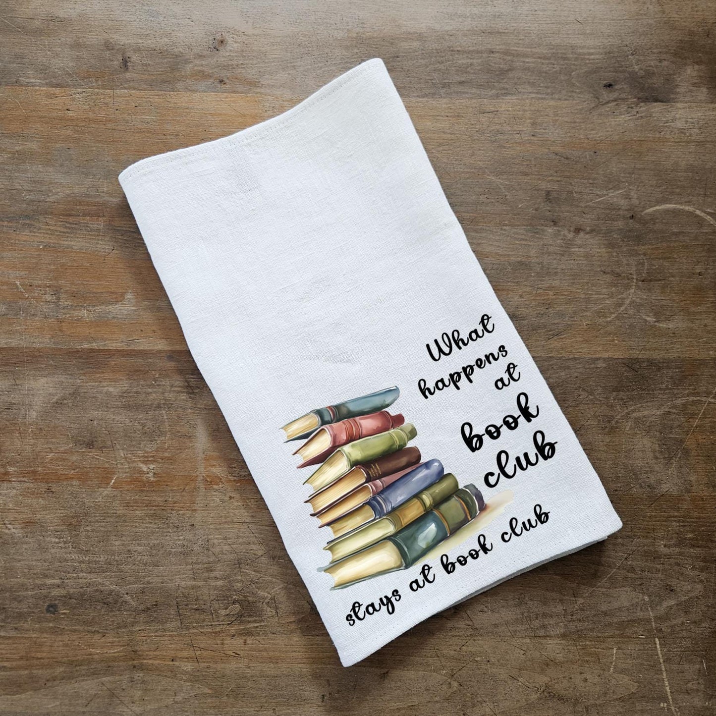 Book club Tea Towel in linen, Custom Hand Towels Tea in linen, artistic linen Dish Towel Kitchen Décor Tea Towel in linen