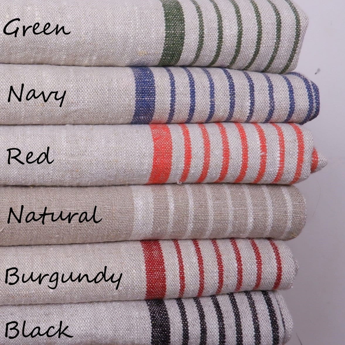 Washed linen kitchen towel in french blue stripes . Guest hand towel Natural dish towel. Striped French style thick linen tea towels