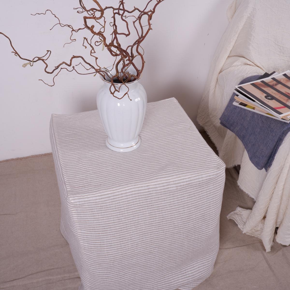 Linen Ottoman slipcover in custom size, natural cover Custom ikea linen cover cube slip cover for bench pouf sofa cover customsize