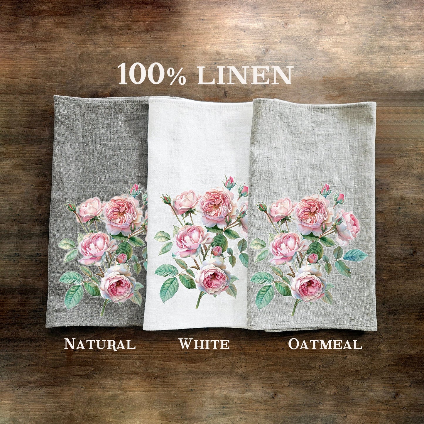 WisteriaTea Towel in linen, floral Hand Towels Tea, botanical Floral Dish Towel, purple flower Kitchen Décor Tea Towel