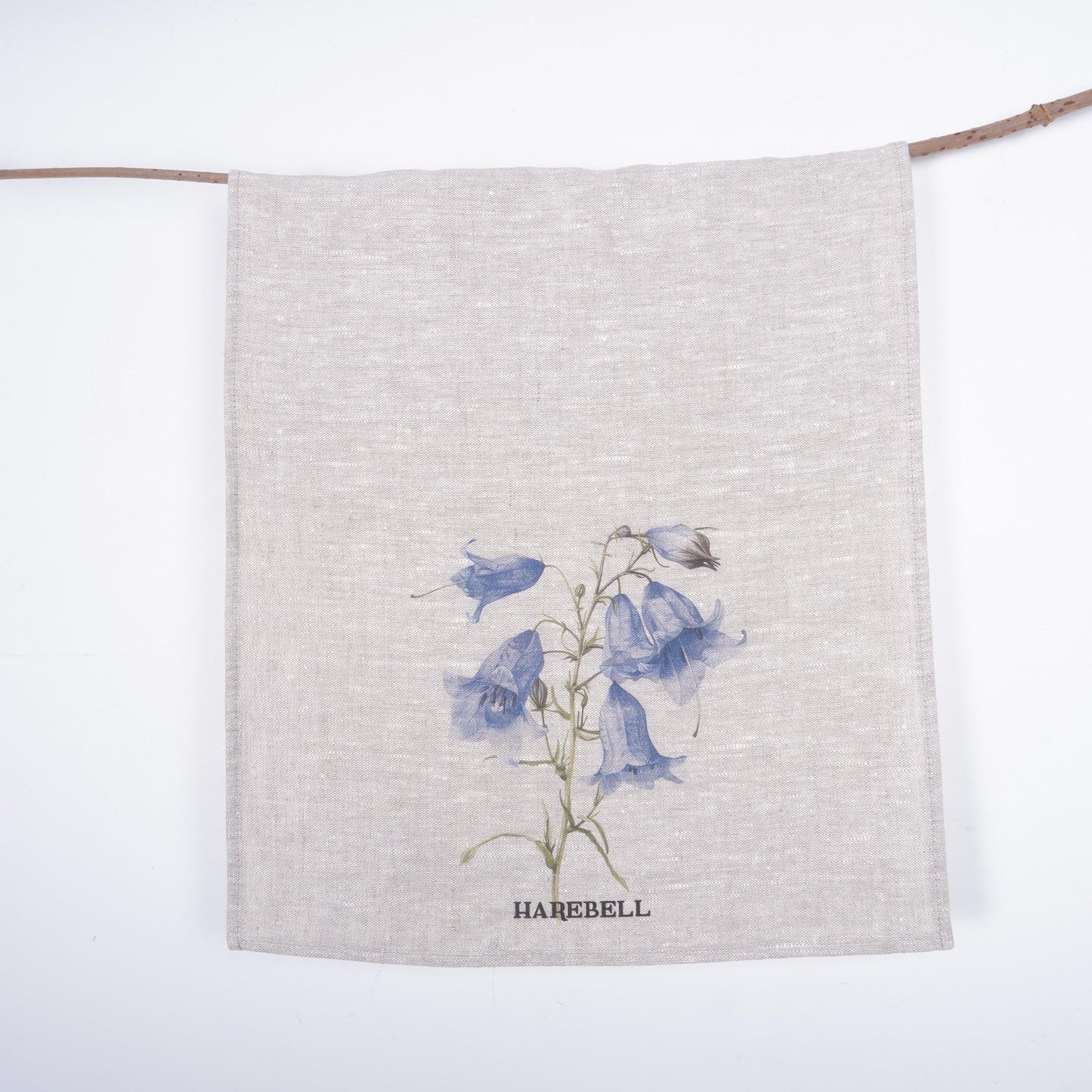 Harebell Tea Towel in linen, floral Hand Towels Tea, botanical Floral Dish Towel, purple flower Kitchen Décor Tea Towel