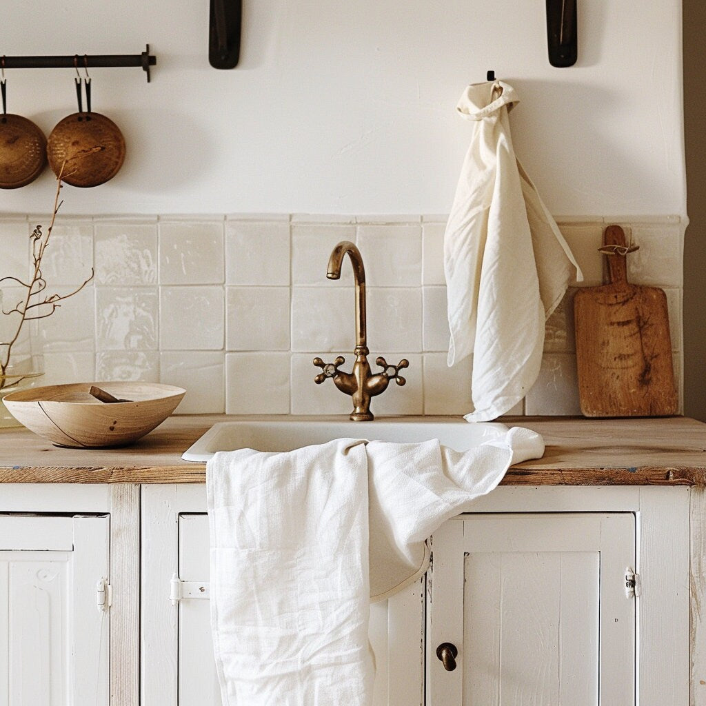 Linen kitchen towel in navy blue, guest linen towel, tea linen towels