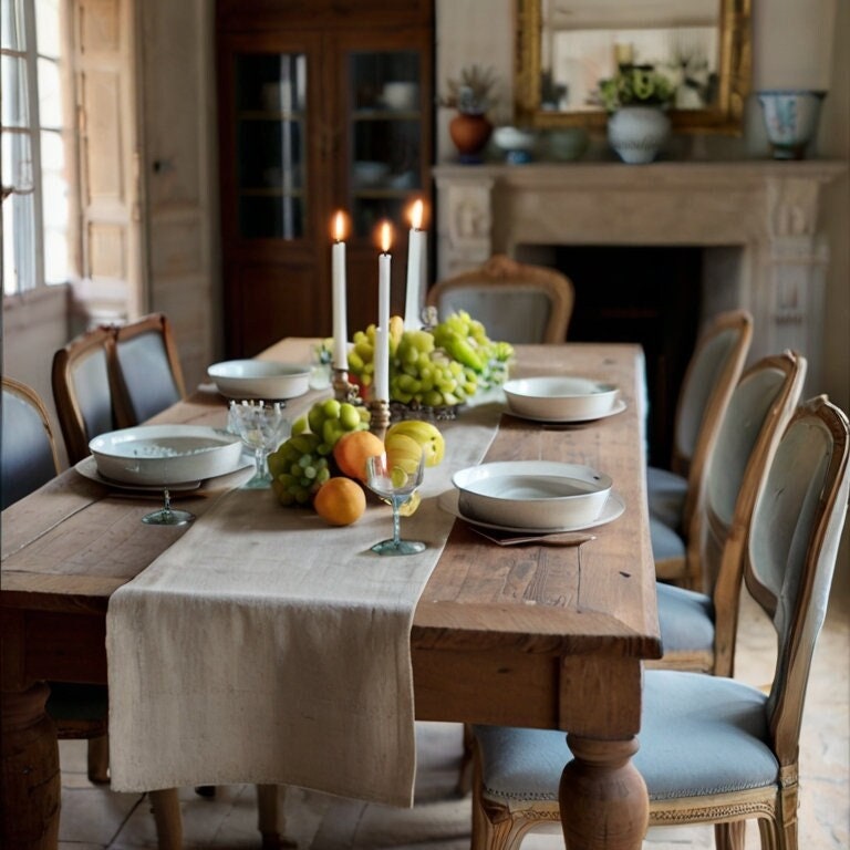 Linen runner in navy in custom size - table setting in linen for wedding parties celebrations - table runner in stone washed linen