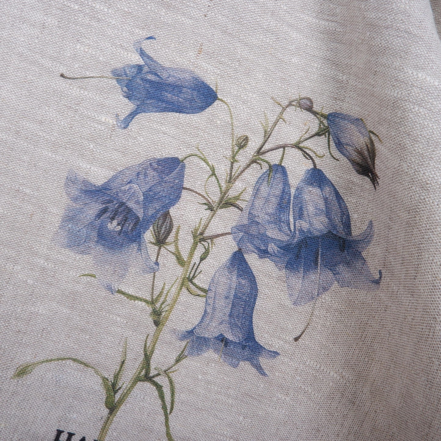 Harebell Tea Towel in linen, floral Hand Towels Tea, botanical Floral Dish Towel, purple flower Kitchen Décor Tea Towel